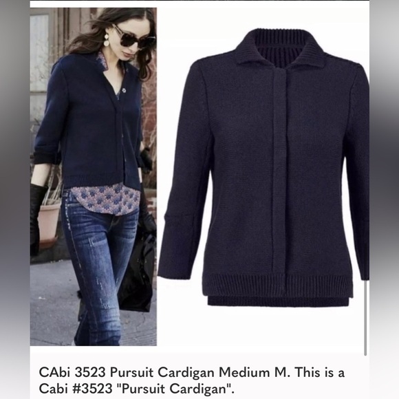 CAbi Pursuit Cardigan Sweater Navy Blue Women’s Size Medium - Picture 1 of 6